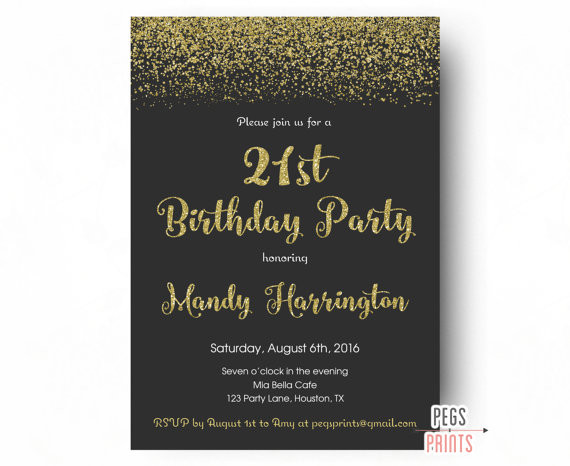 Best ideas about 21st Birthday Invitations
. Save or Pin 21st Birthday Invitations Gold Glitter Birthday Invitation Now.