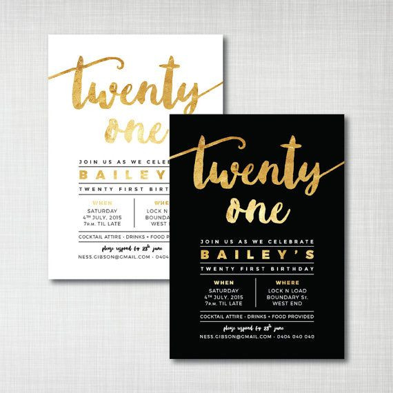 Best ideas about 21st Birthday Invitations
. Save or Pin PRINTED Twenty First 21st gold foil effect invitations Now.