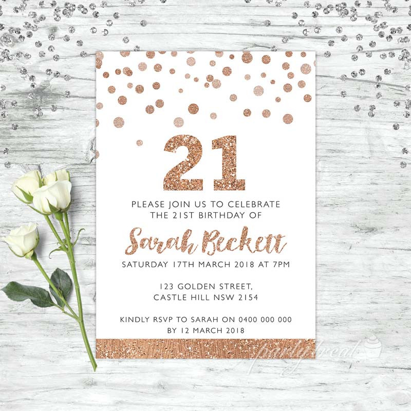 Best ideas about 21st Birthday Invitations
. Save or Pin 21ST BIRTHDAY INVITATIONS ROSE GOLD PARTY PERSONALISED Now.