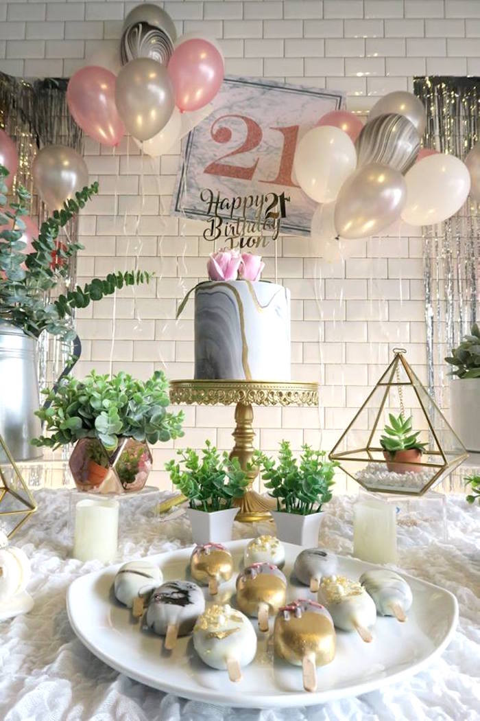 Best ideas about 21st Birthday Party Decorations
. Save or Pin Kara s Party Ideas Elegant Marble Inspired 21st Birthday Now.