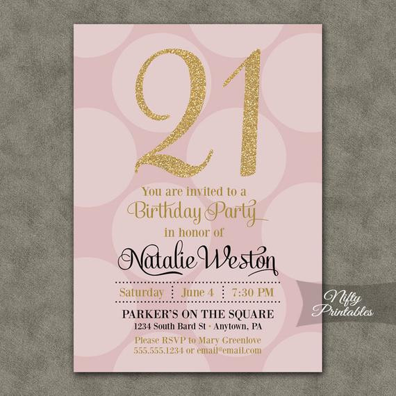 Best ideas about 21st Birthday Party Invitations
. Save or Pin 21st Birthday Invitations Pink & Gold Twenty first Birthday Now.
