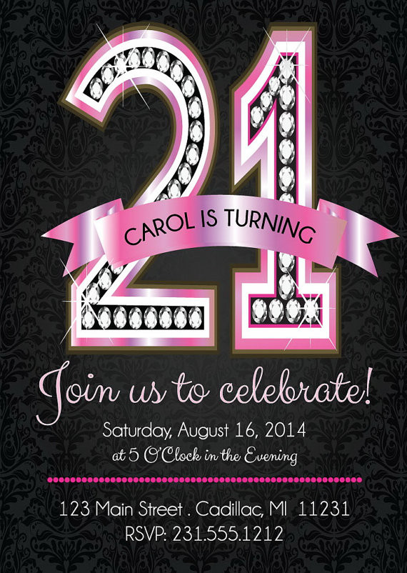 Best ideas about 21st Birthday Party Invitations
. Save or Pin 21st Birthday Invitations Pink Diamond 21st Birthday Now.
