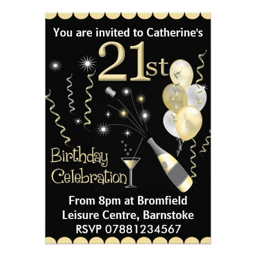 Best ideas about 21st Birthday Party Invitations
. Save or Pin 21st Birthday Party Invitations Black & Gold 5" X 7 Now.