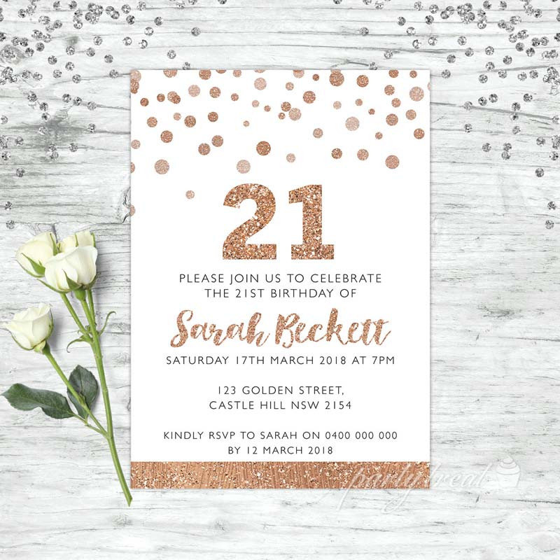Best ideas about 21st Birthday Party Invitations
. Save or Pin 21ST BIRTHDAY INVITATIONS ROSE GOLD PARTY PERSONALISED Now.