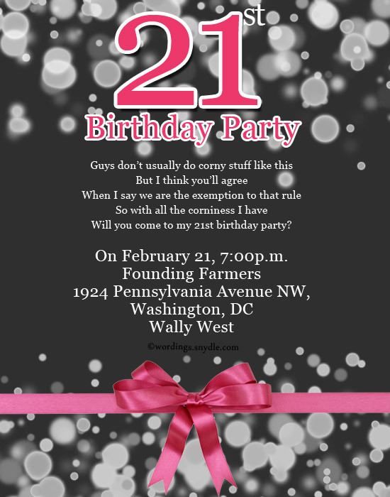 Best ideas about 21st Birthday Party Invitations
. Save or Pin 21st Birthday Party Invitation Wording Wordings and Messages Now.