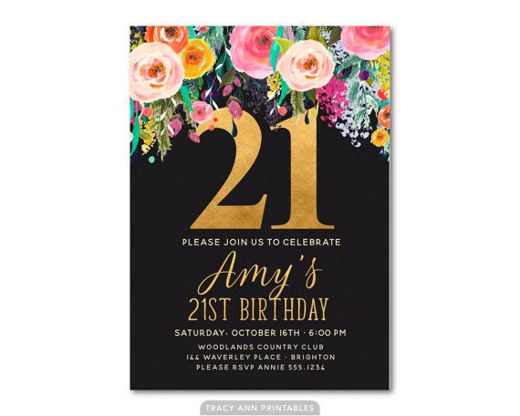 Best ideas about 21st Birthday Party Invitations
. Save or Pin 21st Birthday Invitation Floral 21st Birthday Invite 21st Now.