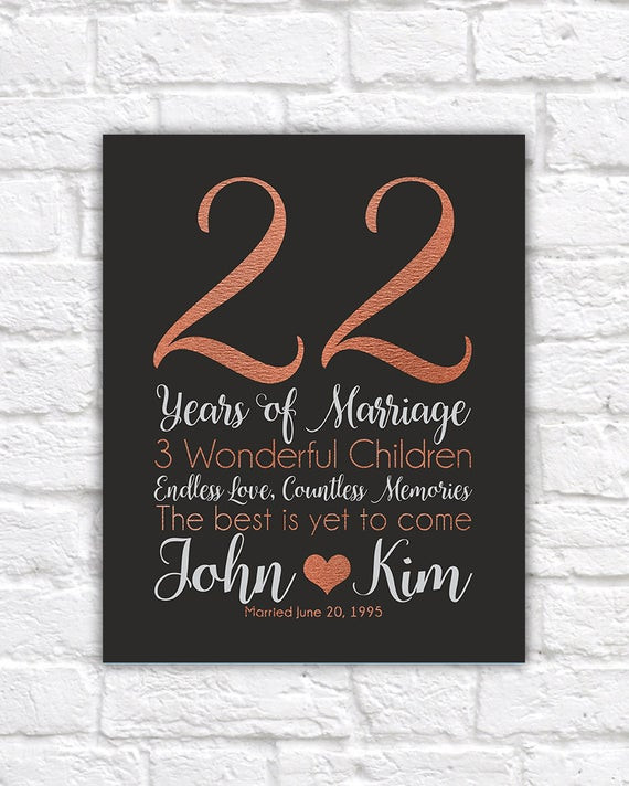 Best ideas about 22Nd Anniversary Gift Ideas
. Save or Pin Personalized Anniversary Gifts 22 Years Copper Anniversary Now.