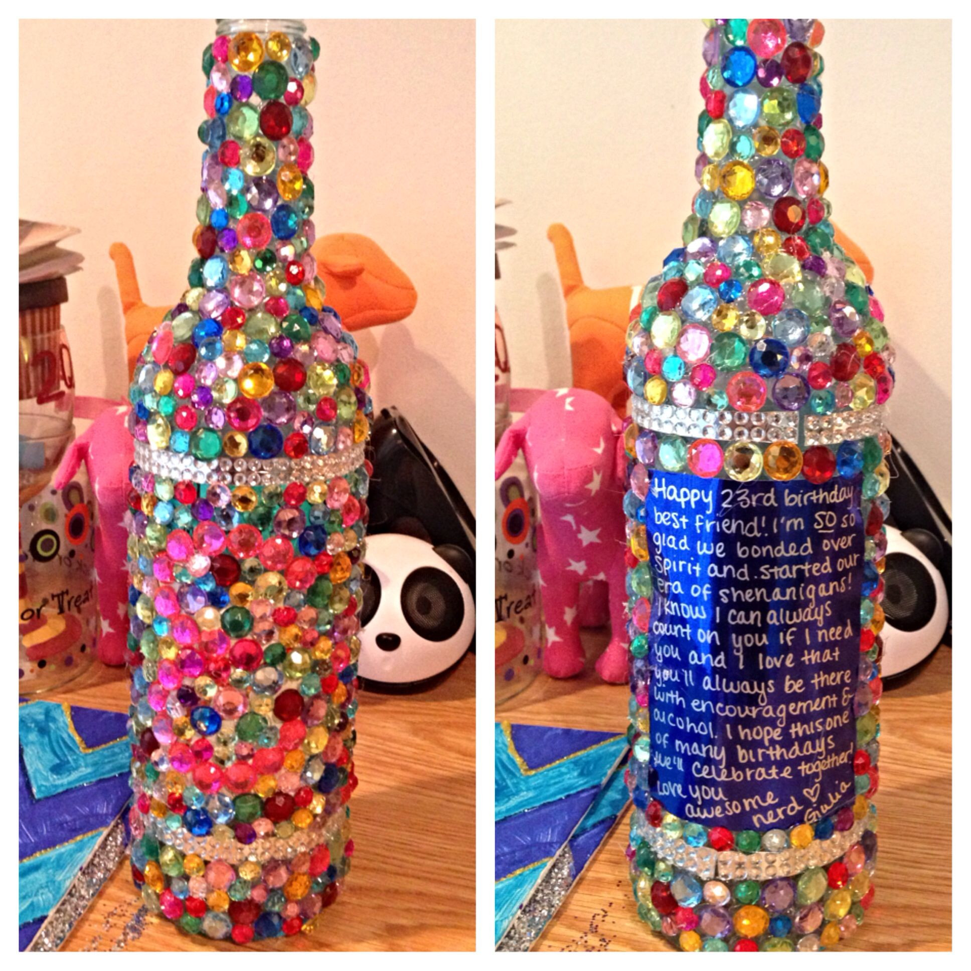 Best ideas about 23rd Birthday Ideas For Her
. Save or Pin Rhinestoned wine bottle for my best friend s 23rd birthday Now.