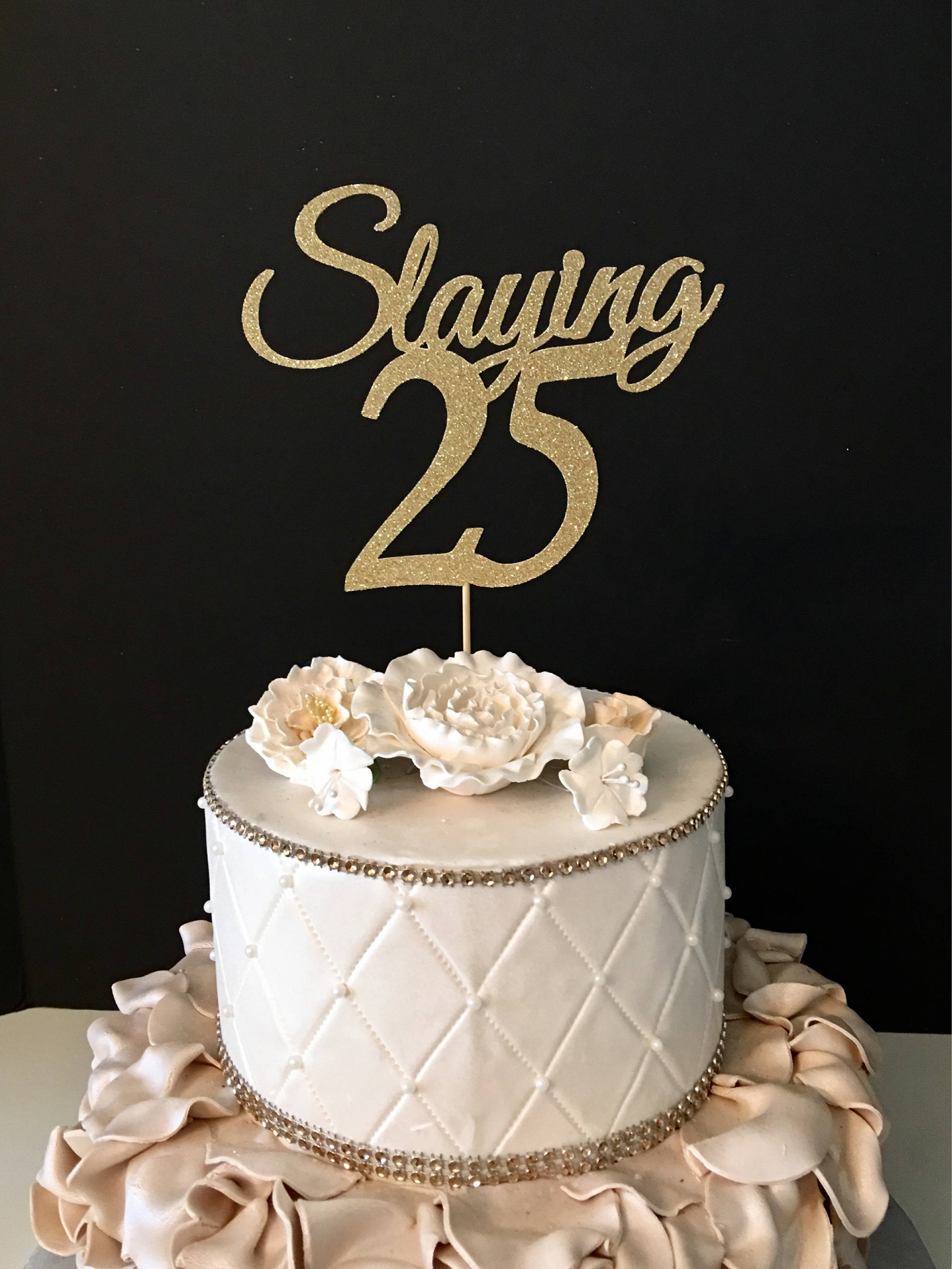 Best ideas about 25 Birthday Cake
. Save or Pin ANY NUMBER Gold Glitter 25th Birthday Cake Topper Slaying 25 Now.