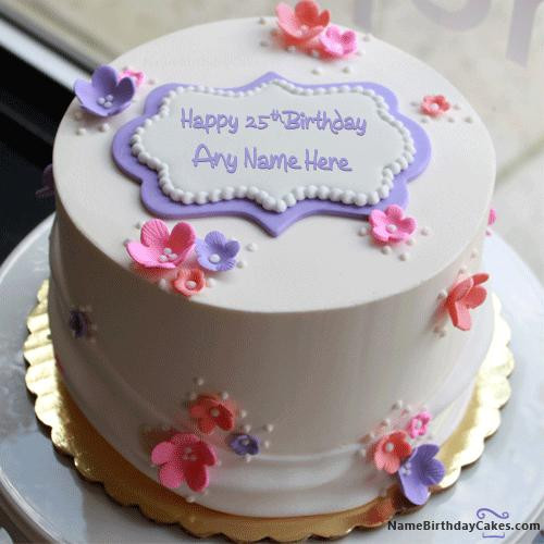 Best ideas about 25 Birthday Cake
. Save or Pin Happy 25th Birthday Cake With Name Now.