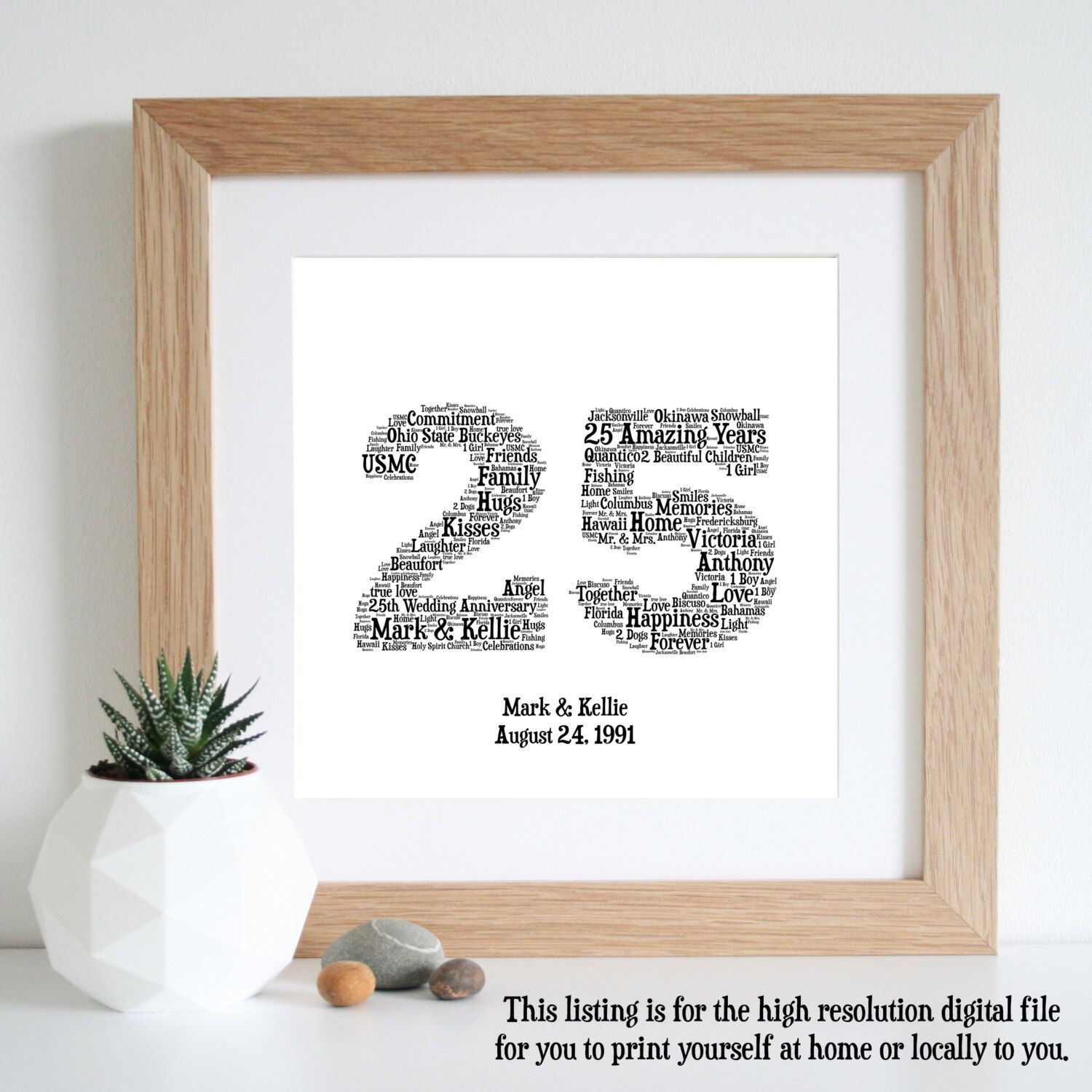 Best ideas about 25 Year Anniversary Gift Ideas
. Save or Pin Personalised 25th ANNIVERSARY GIFT Word Art Printable Now.