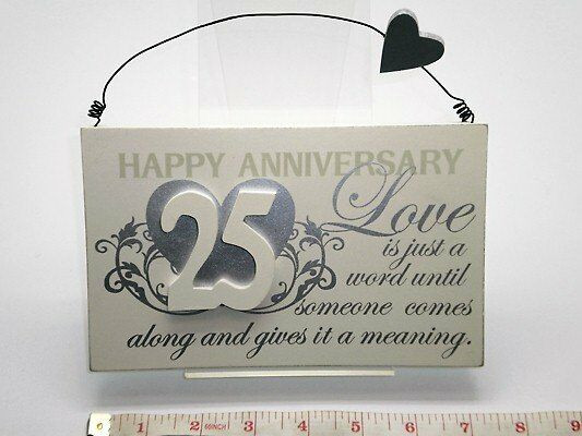 Best ideas about 25Th Anniversary Gift Ideas
. Save or Pin 25th Silver Wedding Anniversary Plaque Sign Great Gift Now.