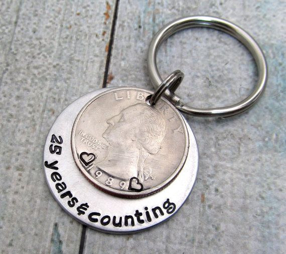 Best ideas about 25Th Anniversary Gift Ideas For Couple
. Save or Pin Anniversary Gift Personalized KeyChain Hand Stamped Now.