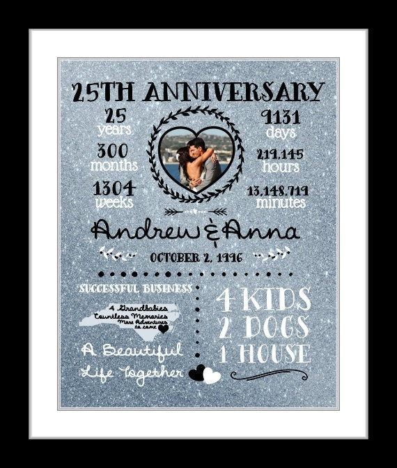 Best ideas about 25Th Anniversary Gift Ideas For Wife
. Save or Pin 25 year anniversary t silver wedding anniversary t for Now.