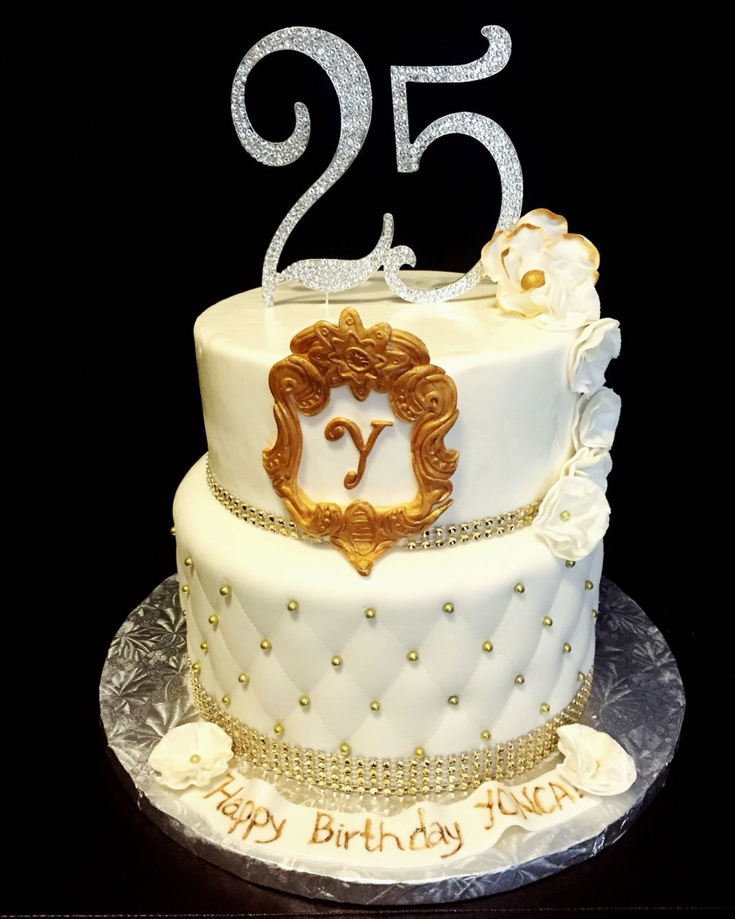 Best ideas about 25th Birthday Cake
. Save or Pin 25th Birthday cake Quilted fondant cake with gold dragees Now.
