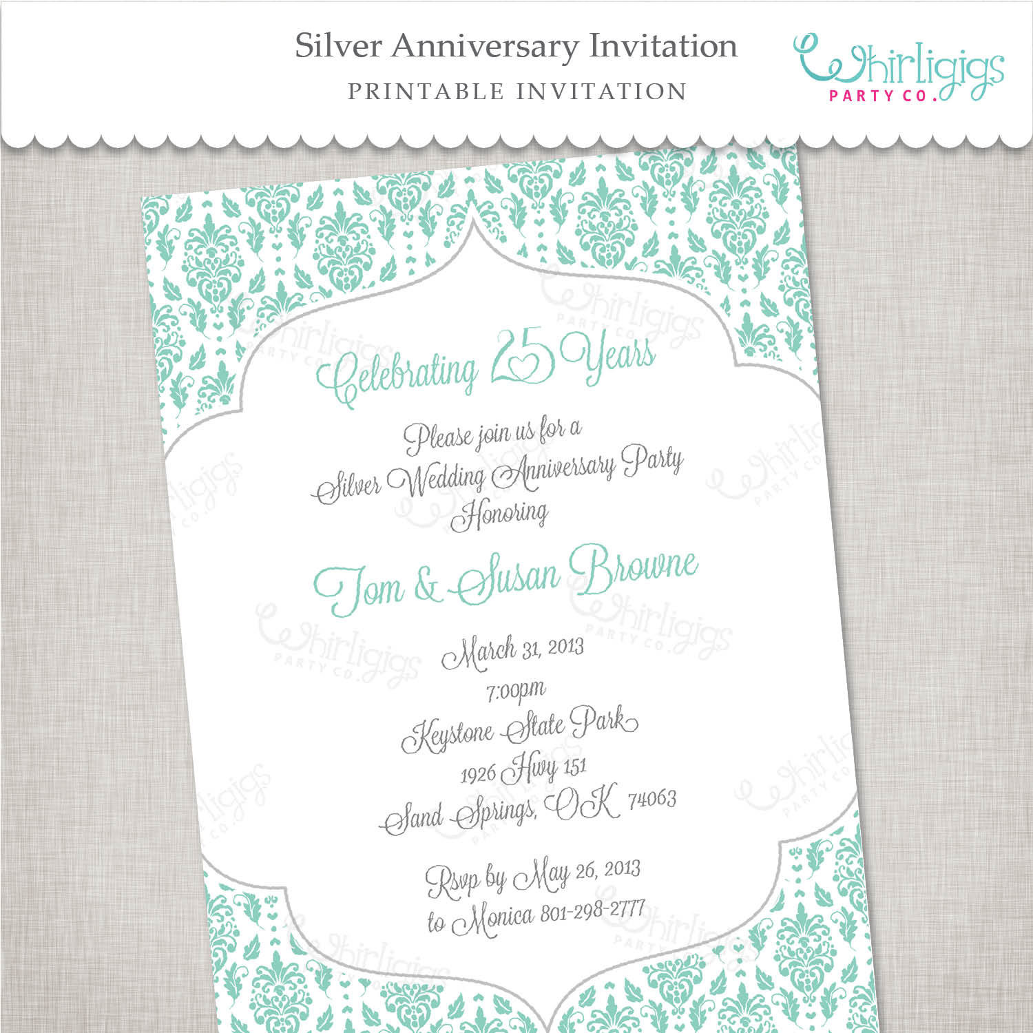 Best ideas about 25th Birthday Invitations
. Save or Pin 25th Silver Anniversary Invitation in Blue and Silver Now.