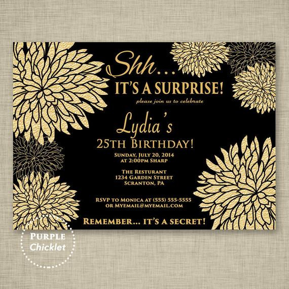 Best ideas about 25th Birthday Invitations
. Save or Pin 25th birthday Invitation Surprise Birthday Party Celebration Now.