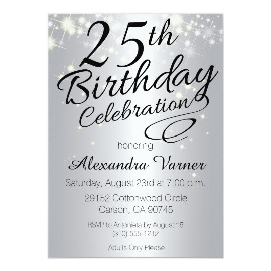 Best ideas about 25th Birthday Invitations
. Save or Pin 25th Birthday Invitations Silver Sparkly Invites Now.