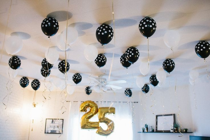 Best ideas about 25th Birthday Party Decorations
. Save or Pin Birthday Bingo Black and white Balloons= My 25th Now.
