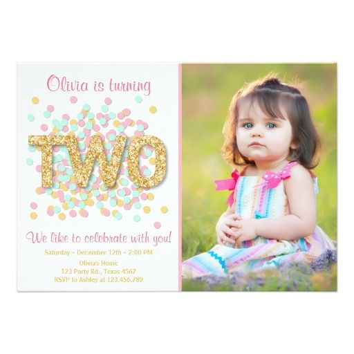 Best ideas about 2nd Birthday Invitations
. Save or Pin Second Birthday Invitation Girl Pink Gold Mint Two Now.