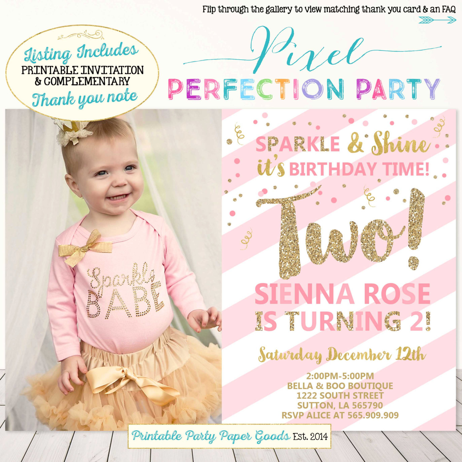 Best ideas about 2nd Birthday Invitations
. Save or Pin Girls Second Birthday Invitation Pink And Gold 2nd Birthday Now.