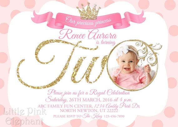 Best ideas about 2nd Birthday Invitations
. Save or Pin Second birthday invitation girl Princess invitation Royal Now.