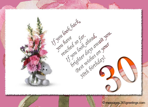 Best ideas about 30 Birthday Card Messages
. Save or Pin 30th Birthday Wishes and Messages 365greetings Now.