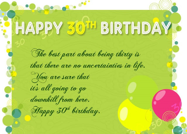 Best ideas about 30th Birthday Card Messages
. Save or Pin 180 Happy 30th Birthday Wishes Quotes Sayings Messages Now.