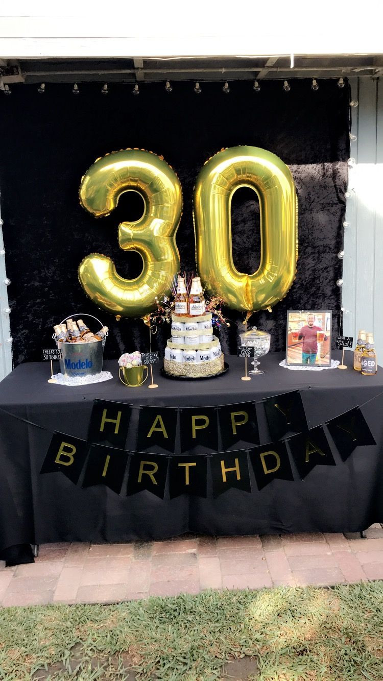 Best ideas about 30th Birthday Decorations For Him
. Save or Pin 30th birthday party ideas men black and gold party beer Now.