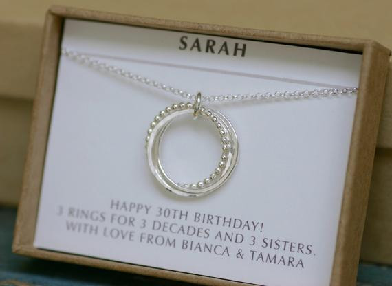 Best ideas about 30th Birthday Gift Ideas For Sister
. Save or Pin 30th birthday t for her 3 sister necklace by Now.