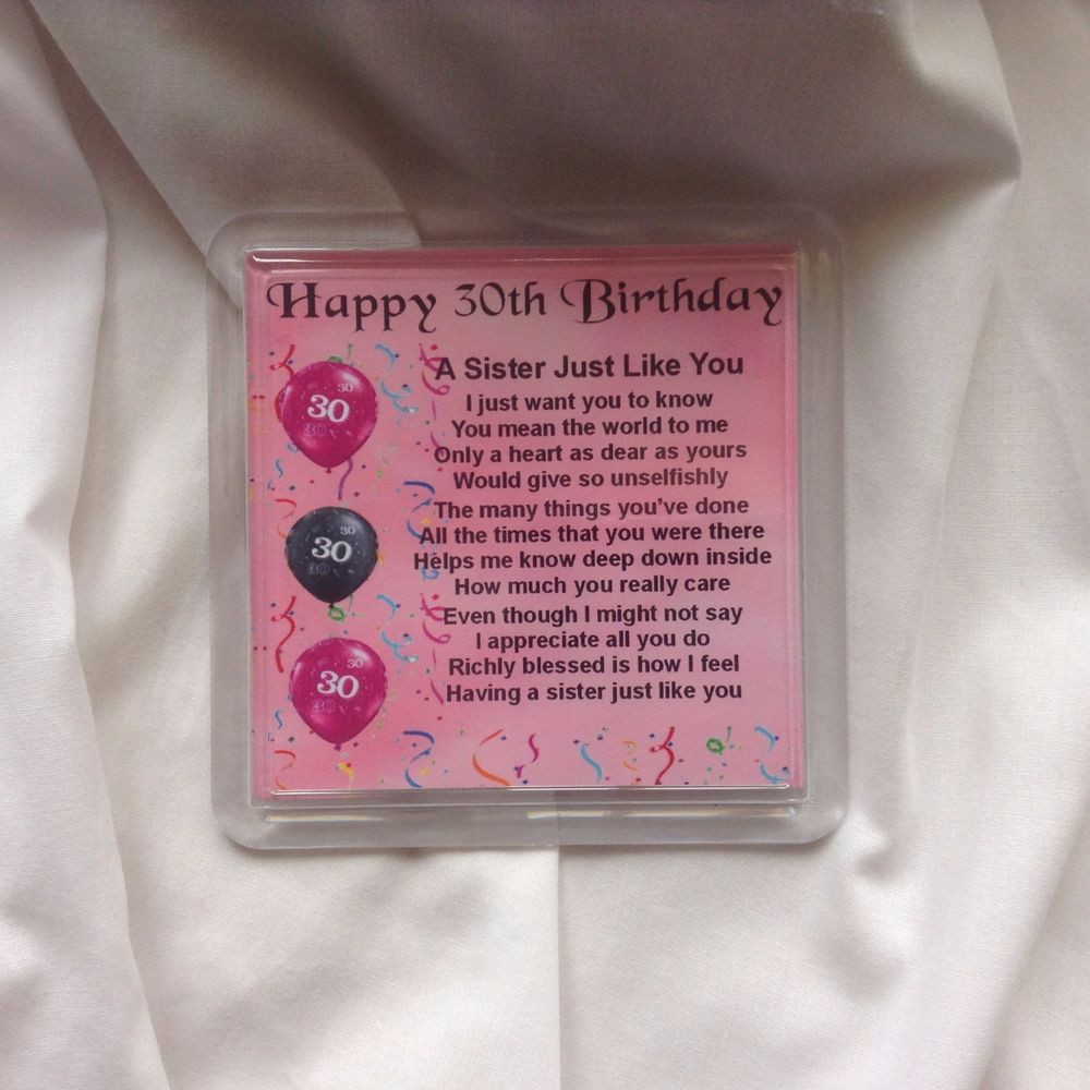 Best ideas about 30th Birthday Gift Ideas For Sister
. Save or Pin Personalised Coaster Sister Poem 30th Birthday FREE Now.