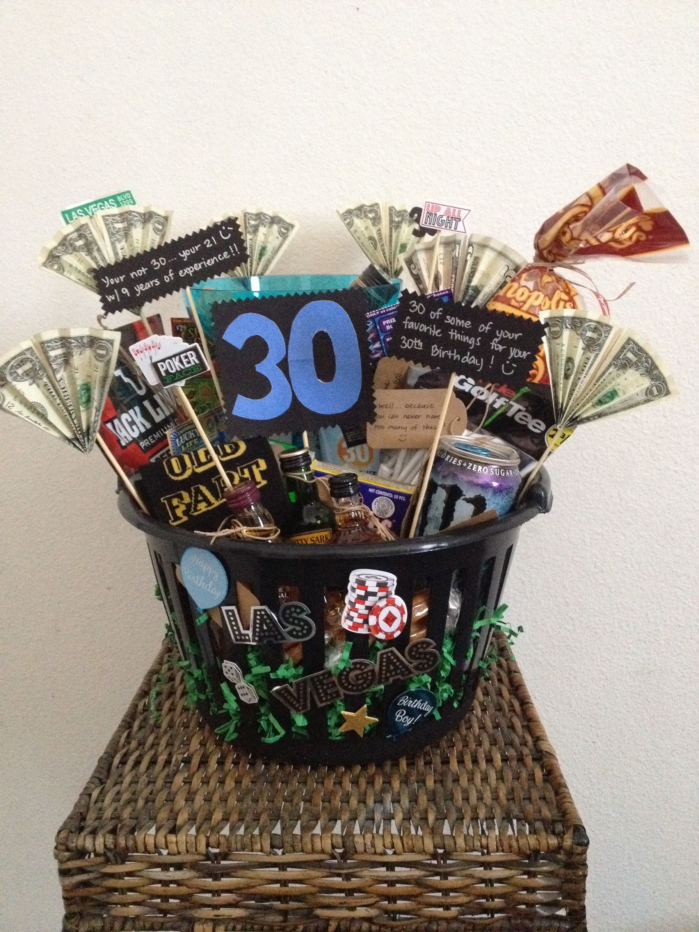 Best ideas about 30th Birthday Gifts For Men
. Save or Pin 30th Birthday Basket for a man Made this for my husband Now.