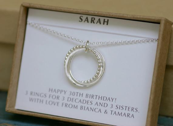 Best ideas about 30th Birthday Gifts For Sister
. Save or Pin 30th birthday t for her 3 sister necklace by Now.