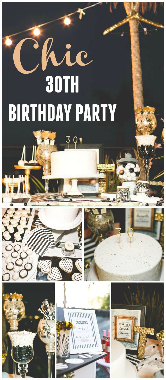 Best ideas about 30th Birthday Ideas
. Save or Pin Stripes & Glitter Birthday "Chic Black White Gold 30th Now.