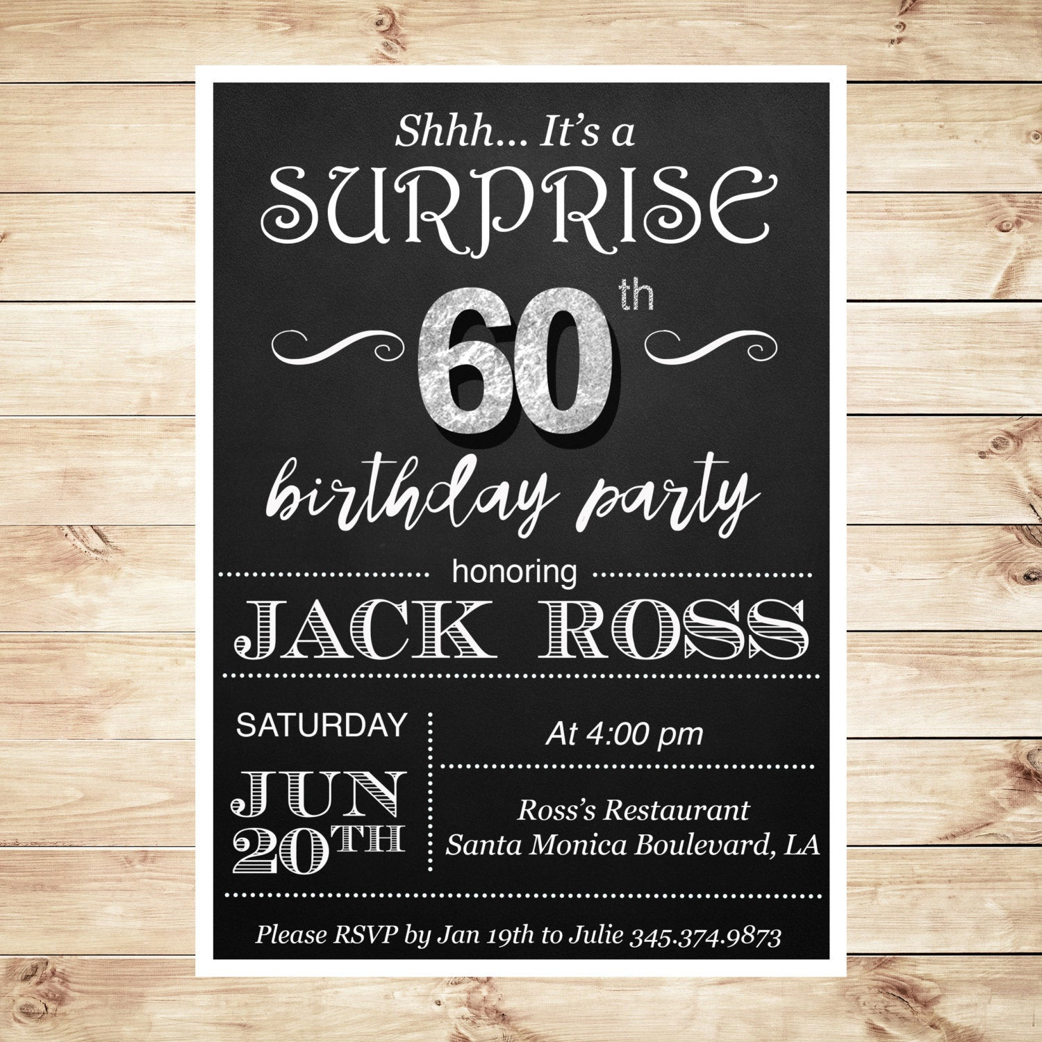 Best ideas about 30th Birthday Invitations For Him
. Save or Pin 60th Birthday surprise party invitations by DIYPartyInvitation Now.