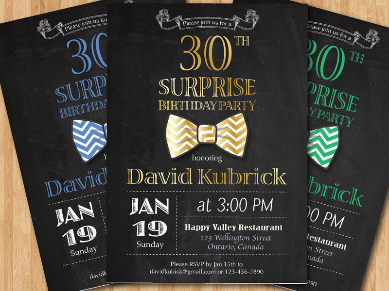 Best ideas about 30th Birthday Invitations For Him
. Save or Pin 30th Birthday Invitation for Men Bowtie little man invite Now.