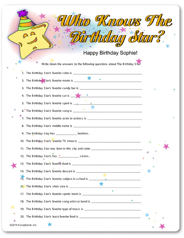 Best ideas about 30th Birthday Party Games
. Save or Pin Printable Who Knows The Birthday Star Now.