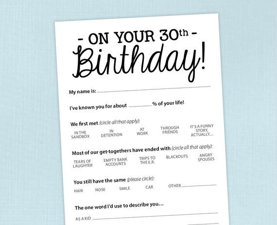 Best ideas about 30th Birthday Party Games
. Save or Pin Funny 30th Birthday Party Game Card Printable PDF Milestone Now.