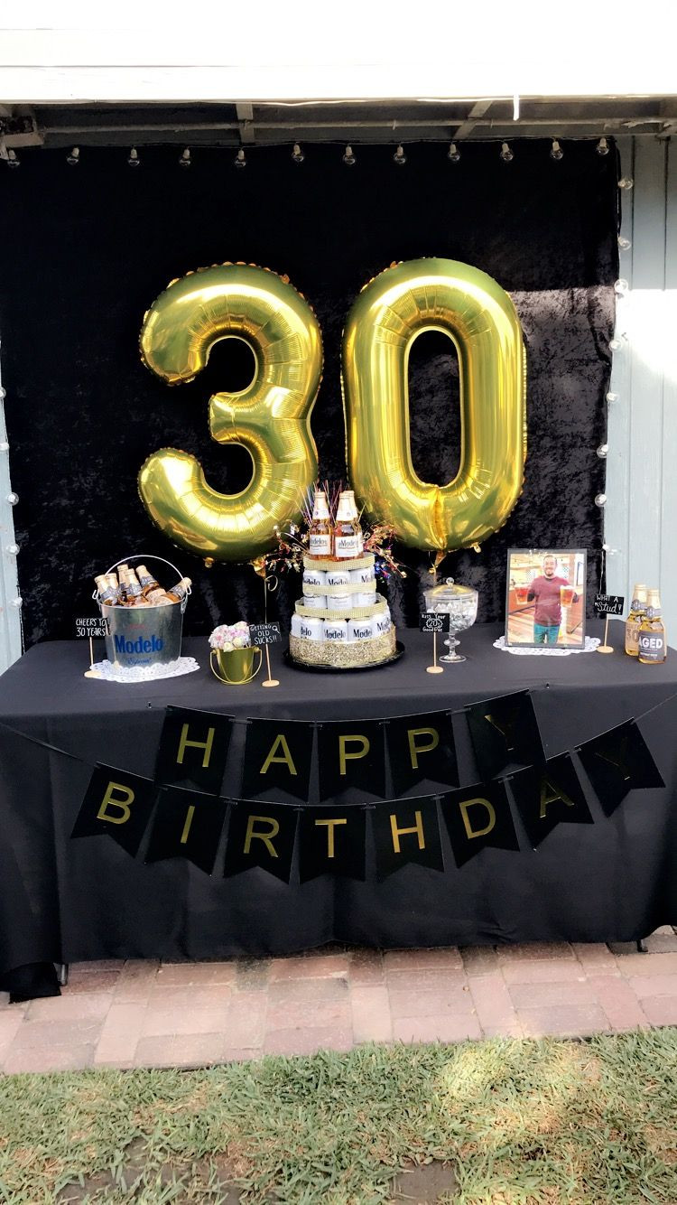 Best ideas about 30th Birthday Party Ideas For Him
. Save or Pin 30th birthday party ideas men black and gold party beer Now.