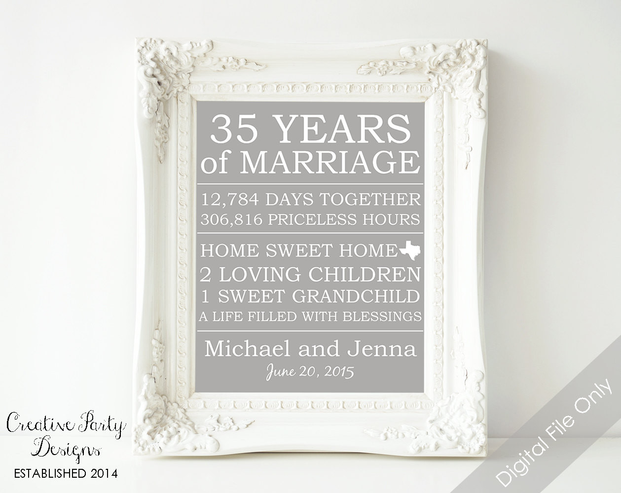 Best ideas about 35Th Anniversary Gift Ideas
. Save or Pin 35th Anniversary Gift Personalized by CreativePartyDesigns Now.
