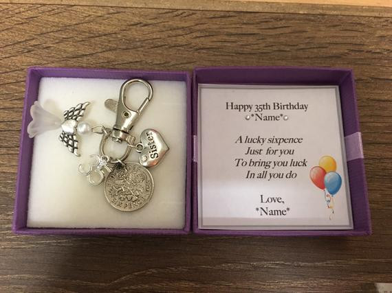 Best ideas about 35Th Birthday Gift Ideas For Her
. Save or Pin Personalised 35th birthday t lucky sixpence keyring Now.