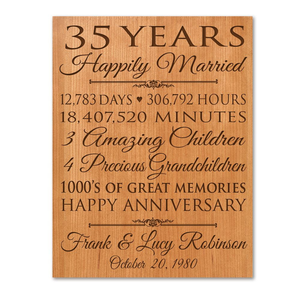 Best ideas about 35Th Wedding Anniversary Gift Ideas
. Save or Pin Personalized 35th anniversary t for him 35 year wedding Now.