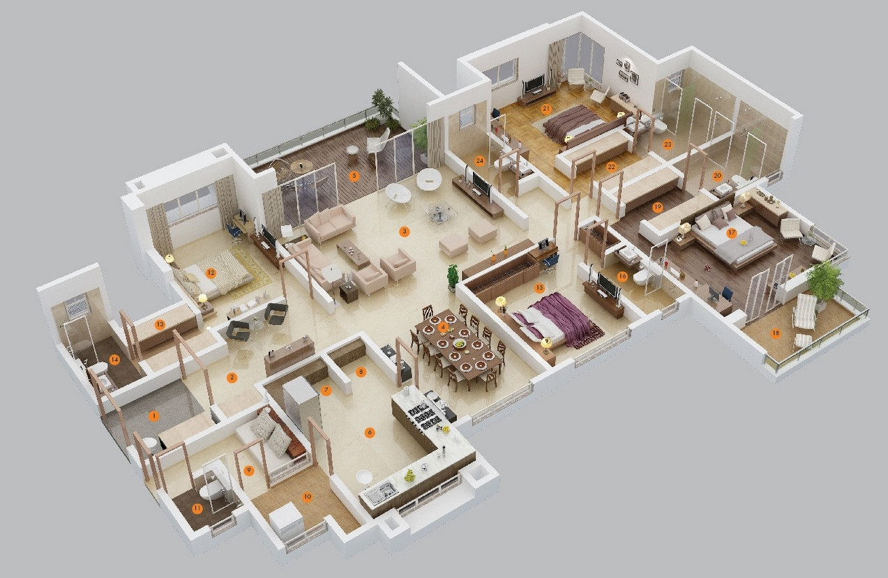 Best ideas about 4 Bedroom Apartments
. Save or Pin 50 Four “4” Bedroom Apartment House Plans Now.