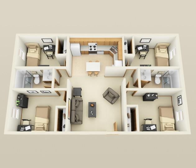 Best ideas about 4 Bedroom Apartments
. Save or Pin 4 Bedroom Apartment House Plans Now.