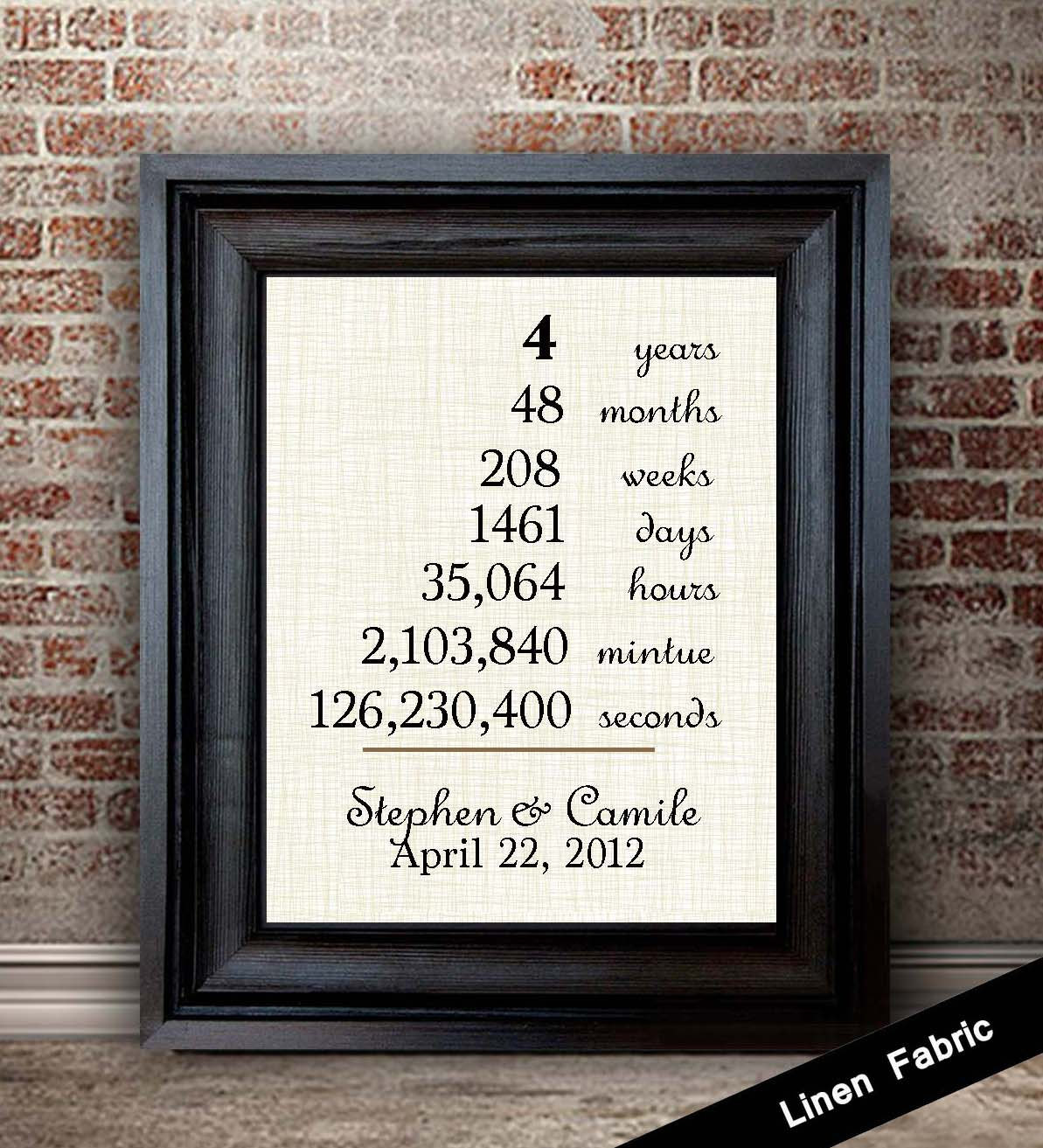 Best ideas about 4 Year Anniversary Gift Ideas
. Save or Pin 4th Anniversary Gift for Wife Linen Anniversary Gift 4 Now.