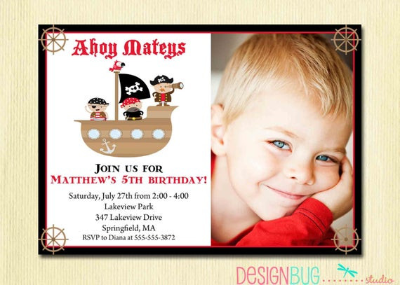 Best ideas about 4 Year Old Birthday Invitations
. Save or Pin Boy s Pirate Birthday Invitation Pirate Ship Ahoy Mateys Now.
