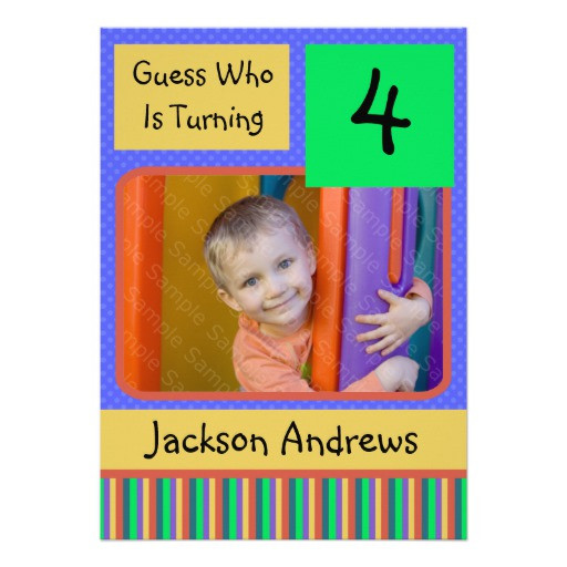 Best ideas about 4 Year Old Birthday Invitations
. Save or Pin 4 Year Old Birthday Party Invitations BOY 5" X 7 Now.