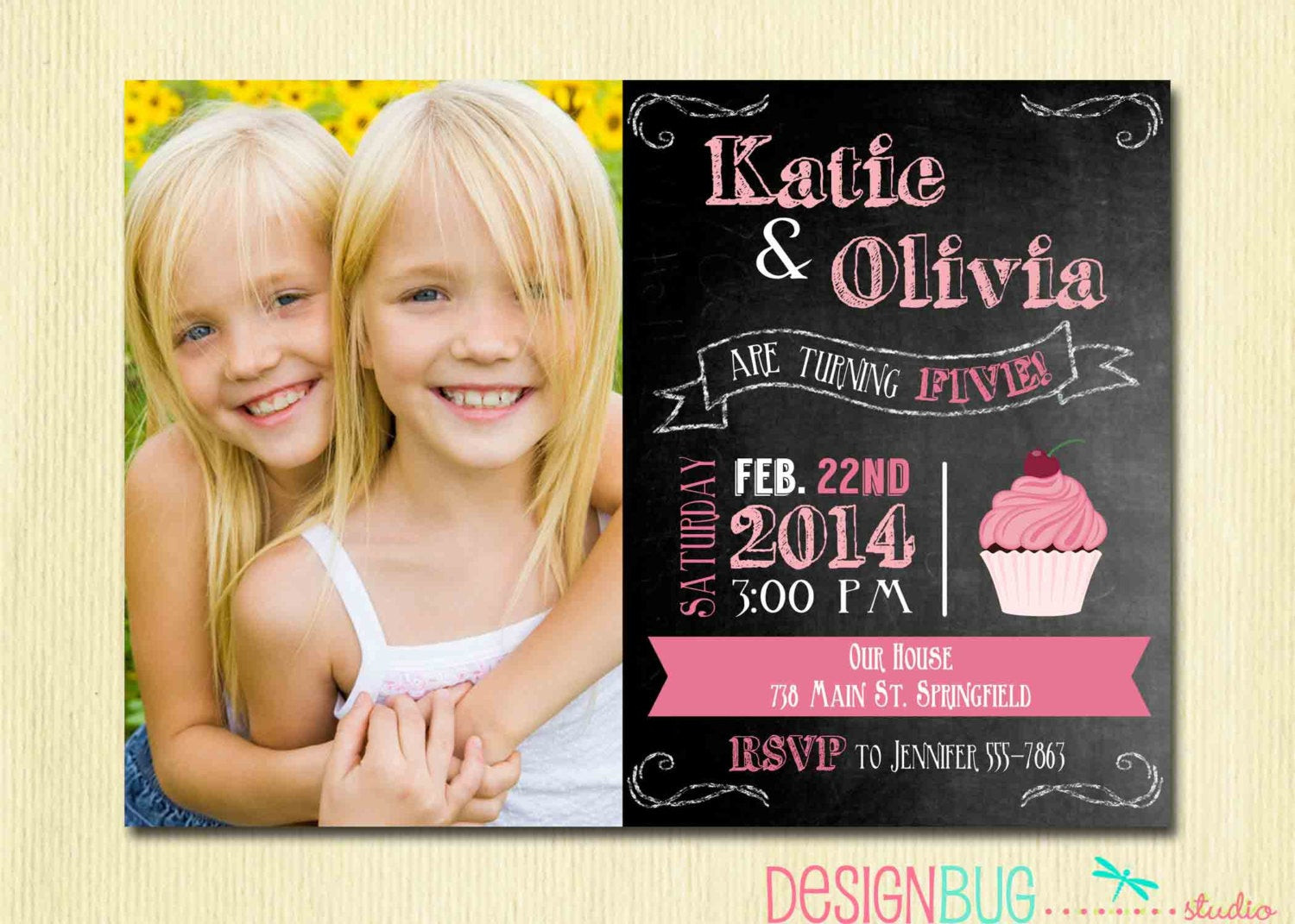 Best ideas about 4 Year Old Birthday Invitations
. Save or Pin Twins Chalkboard Cupcake Invitation 1 2 3 4 year old etc Now.