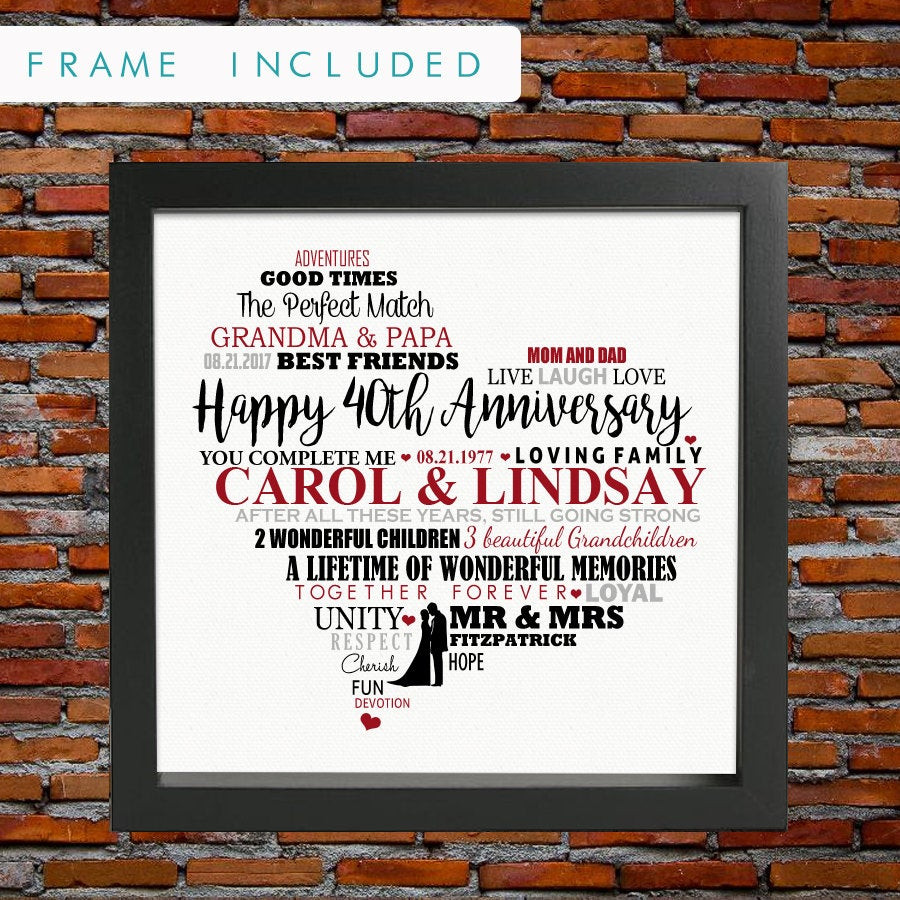 Best ideas about 40Th Anniversary Gift Ideas For Parents
. Save or Pin Personalized 40th wedding anniversary ruby wedding Now.