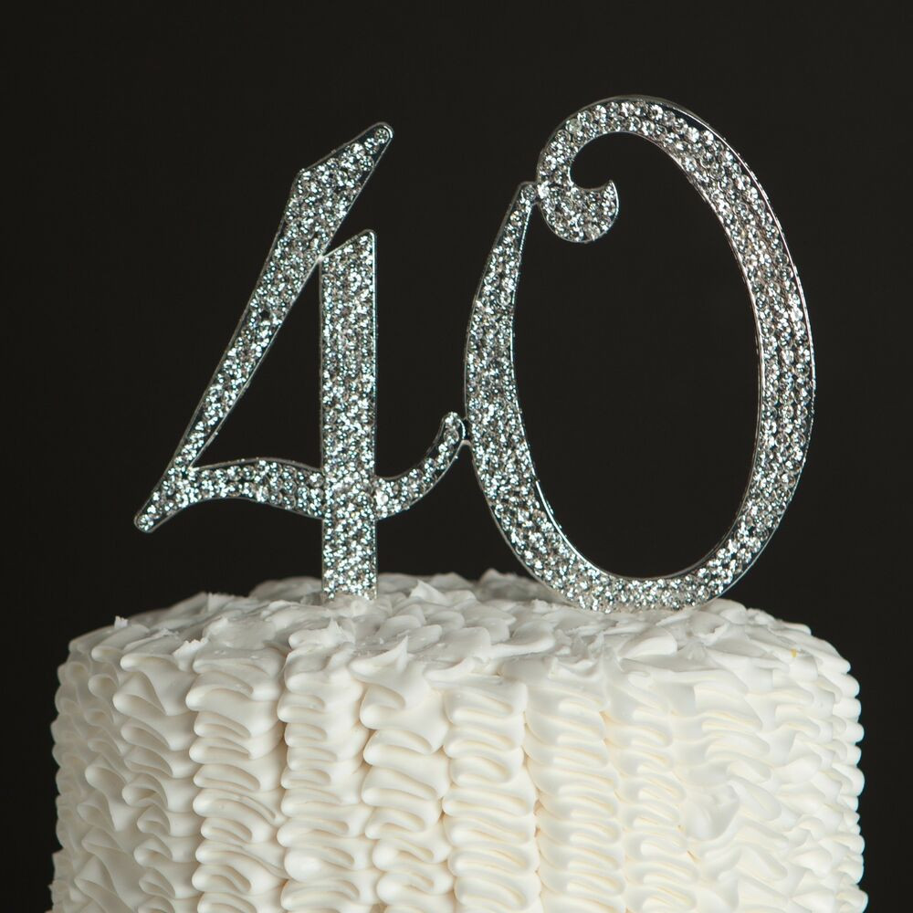 Best ideas about 40th Birthday Cake Toppers
. Save or Pin 40 Silver Rhinestone Cake Topper 40th Birthday Anniversary Now.